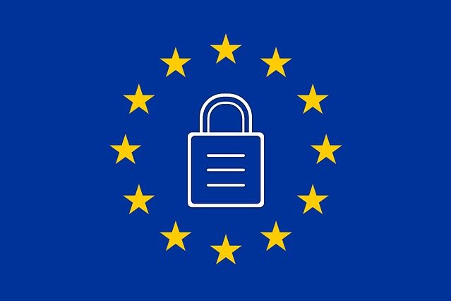 European flag with padlock Picture of European Flag with padlock in centre