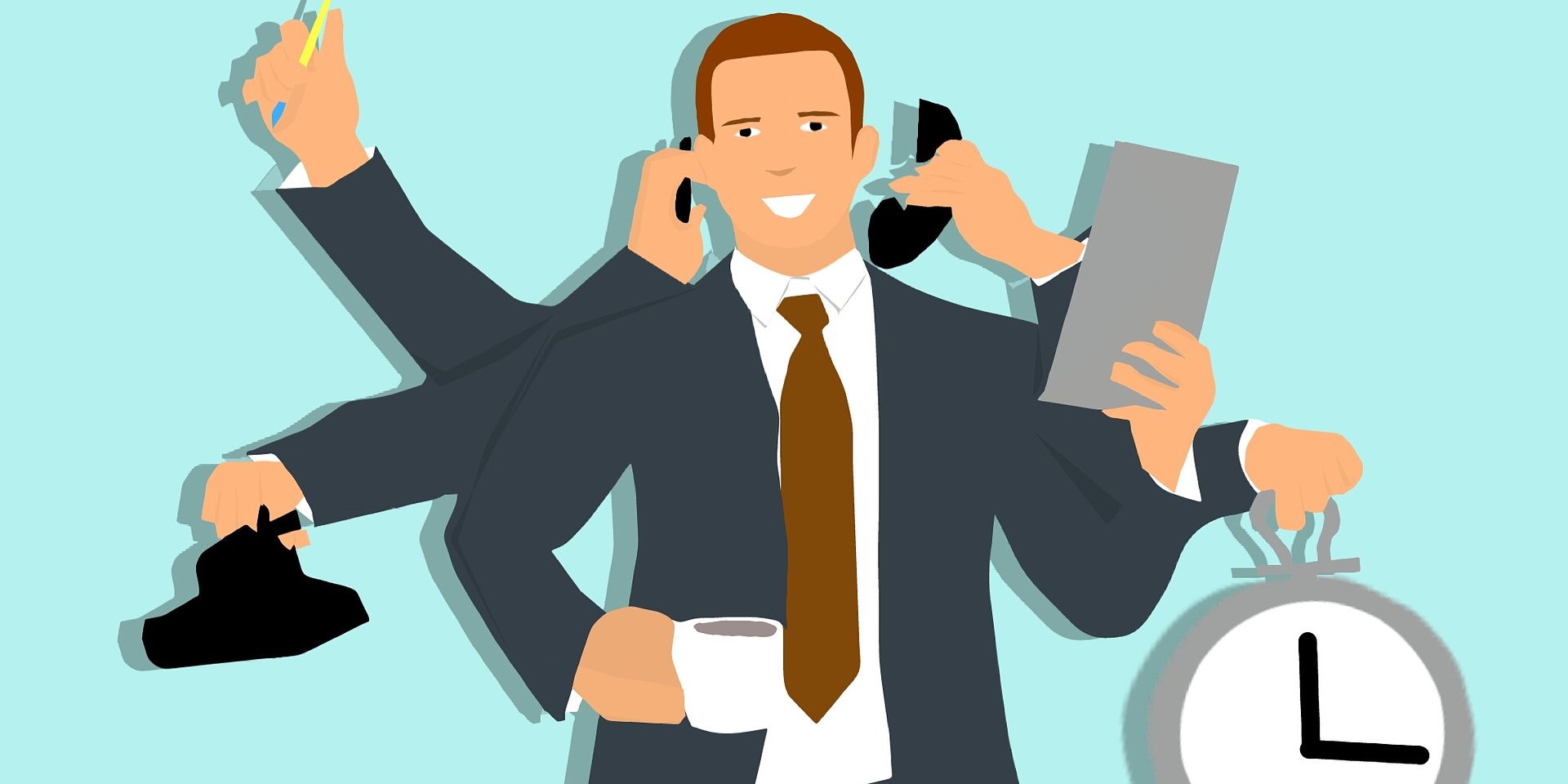 multi-tasking Picture of man multi-tasking against the clock